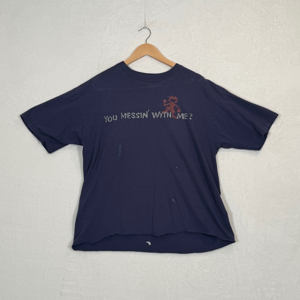 Vintage Ogio Chump Gear T Shirt XL Navy Blue Graphic Tee Made in USA Cut Hem